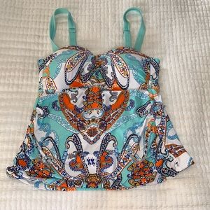 Alex Marie SIZE 10 Aqua multi Tankini top EUC